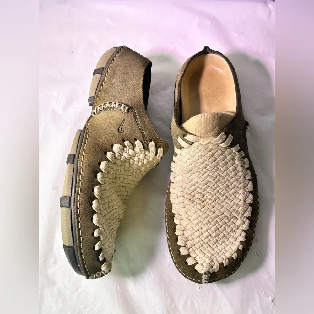 Nike Women's Taupe Suede & Cream Woven Mule